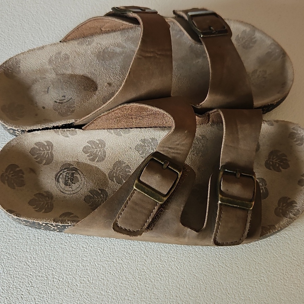 Brown Double Strap Sandals - Picture 2 of 4